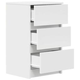Berkfield Home Bedside Cabinet with 3 Drawers White 39x35x65 cm - Size: 39 x 35 x 65 cm - thumbnail 5