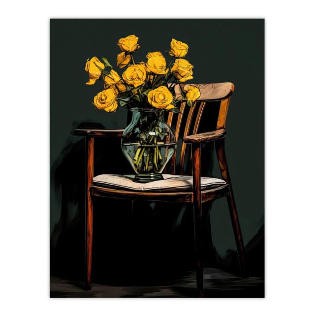"Wee Blue Coo Wall Art Print Yellow Roses Are My Favourite Still Life Living Room - Size: W24"" x H32""" - image 1