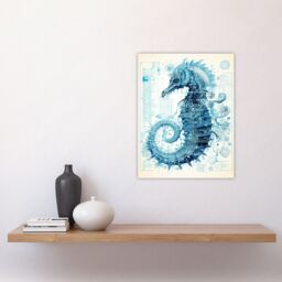 Artery8 Seahorse Robot Hybrid Schematic Blueprint Futuristic Secret Complex Arcane Manuscript Gift For Him Man Cave Unframed Wall Art Print Poster - thumbnail 4