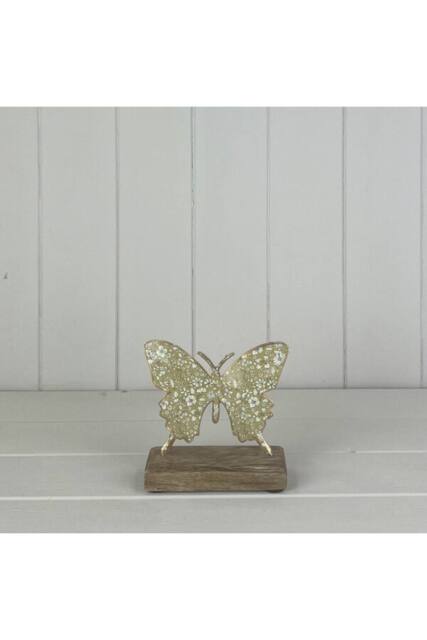 KDMD Light Green Metal Butterfly on Wooden Base - image 1