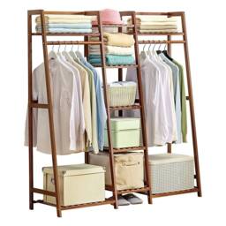 Kelvenix Heavy Duty Wooden Clothes Rail Rack Garment in Brown - thumbnail 1