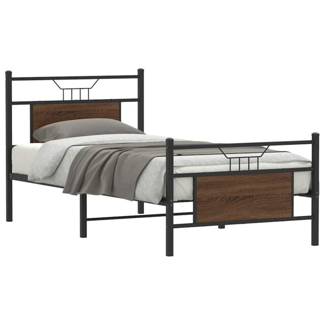 Berkfield Home Bed Frame without Mattress Brown Oak 90x200 cm Engineered Wood - image 1