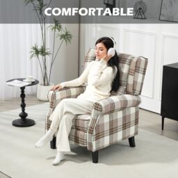 HOMCOM Recliner Chair for Living Room Wingback Chair with Padded Armrest in Brown - thumbnail 5