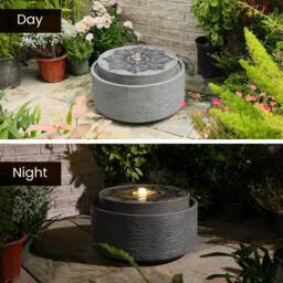 Sunlinua Modern Freestanding Fountain with LED Lights & Natural Stones in Grey - thumbnail 6