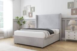 "Comfort Beds Madrid Naples Divan Base No Drawers - 54"" Wingback in Silver - Size: Super King" - thumbnail 2
