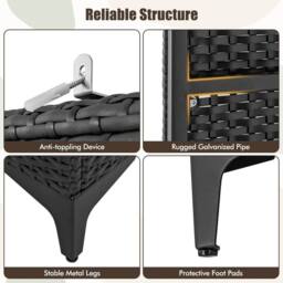 EONLION PE Rattan Wardrobe with Hanging Rod, Black - Size: 100 cm - thumbnail 3