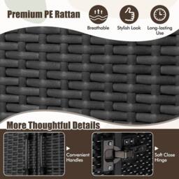 EONLION PE Rattan Wardrobe with Hanging Rod, Black - Size: 100 cm - thumbnail 4