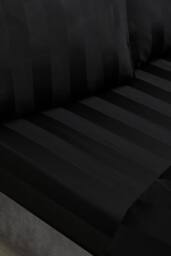 Catherine Lansfield 'So Soft Satin Stripe' Fitted Sheet in Black - Size: Double - thumbnail 1
