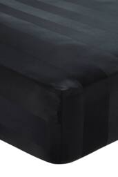Catherine Lansfield 'So Soft Satin Stripe' Fitted Sheet in Black - Size: Double - thumbnail 3