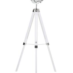 Wyld and Coco Floor Lamp 143cm White Metal Tripod Spotlight Cylindrical Shade - thumbnail 2
