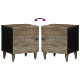 Berkfield Home Bedside Cabinets 2 pcs Light Grey 40x33x46 cm Solid Wood Mango - Size: 40 x 33 x 46 cm - thumbnail 7