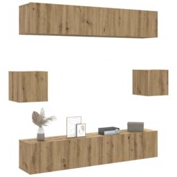 Berkfield Home 6 Piece TV Cabinet Set Wall-mounted Artisan Oak Engineered Wood in Brown - thumbnail 1