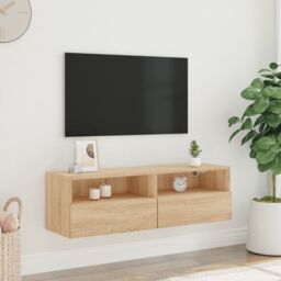Berkfield Home TV Wall Cabinet Sonoma Oak 100x30x30 cm Engineered Wood in Brown - Size: 100 x 30 x 30 cm - thumbnail 3
