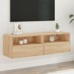 Berkfield Home TV Wall Cabinet Sonoma Oak 100x30x30 cm Engineered Wood in Brown - Size: 100 x 30 x 30 cm - thumbnail 1