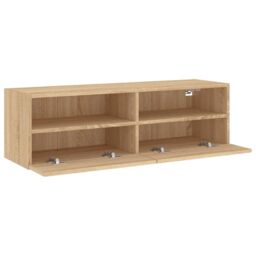 Berkfield Home TV Wall Cabinet Sonoma Oak 100x30x30 cm Engineered Wood in Brown - Size: 100 x 30 x 30 cm - thumbnail 6