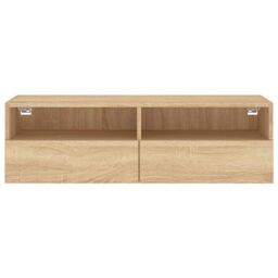 Berkfield Home TV Wall Cabinet Sonoma Oak 100x30x30 cm Engineered Wood in Brown - Size: 100 x 30 x 30 cm - thumbnail 7
