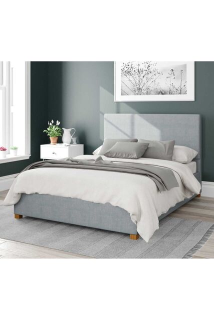 Aspire Garland Upholstered Ottoman Storage Bed, Malham Weave Fabric in Black - Size: Double - image 1