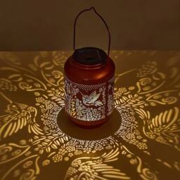 NESTLUNE Solar LED Moroccan Hanging Lantern Light Outdoor in Bronze - thumbnail 3