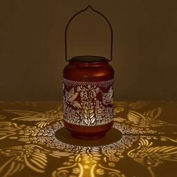NESTLUNE Solar LED Moroccan Hanging Lantern Light Outdoor in Bronze - thumbnail 4