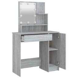Berkfield Home White Dressing Table with LED Grey Sonoma 86.5x35x136 cm - thumbnail 4