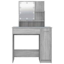 Berkfield Home White Dressing Table with LED Grey Sonoma 86.5x35x136 cm - thumbnail 5