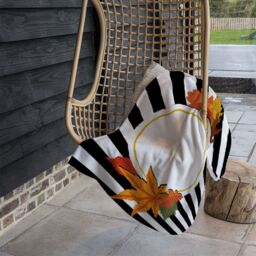Benjamin Tate Design Black Stripes Autumn Leaves Blanket in Natural - Size: 120 cm x 150 cm - thumbnail 4