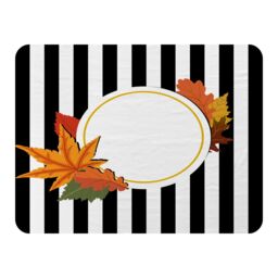 Benjamin Tate Design Black Stripes Autumn Leaves Blanket in Natural - Size: 120 cm x 150 cm - thumbnail 1