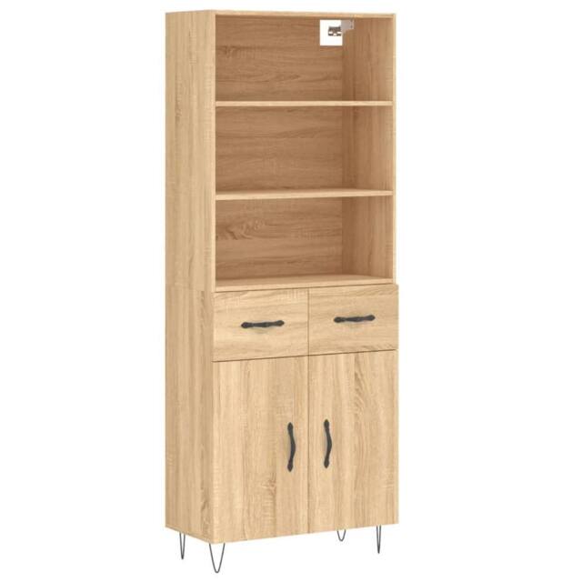 Berkfield Home Highboard Sonoma Oak 69.5x34x180 cm Engineered Wood in Light Tan - image 1