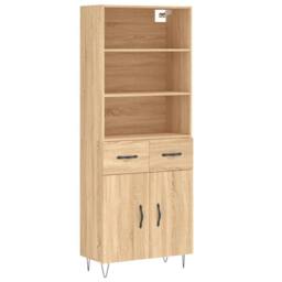 Berkfield Home Highboard Sonoma Oak 69.5x34x180 cm Engineered Wood in Light Tan - thumbnail 1