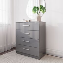 Birlea Grey Wooden 4 Piece Furniture Set Wardrobe Chest of Drawers Bedsides Lynx - thumbnail 4
