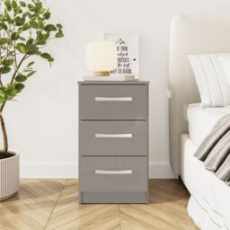 Birlea Grey Wooden 4 Piece Furniture Set Wardrobe Chest of Drawers Bedsides Lynx - thumbnail 3