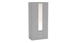 Birlea Grey Wooden 4 Piece Furniture Set Wardrobe Chest of Drawers Bedsides Lynx - thumbnail 8
