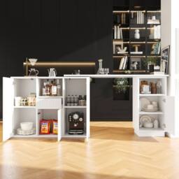 Kelvenix Kitchen Island Breakfast Bar Dining Table in White - Size: 0.6m2 - thumbnail 3