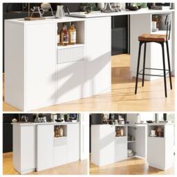Kelvenix Kitchen Island Breakfast Bar Dining Table in White - Size: 0.6m2 - thumbnail 5