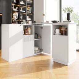Kelvenix Kitchen Island Breakfast Bar Dining Table in White - Size: 0.6m2 - thumbnail 4
