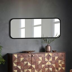 Agenzia 14 Large Black Curved Metal Frame Full Length Wall Mirror 156.5 x 65.5cm - Size: 156.5 x 65.5 cm - thumbnail 2