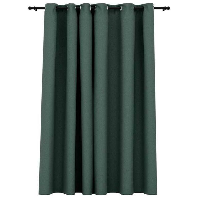 Berkfield Home Linen-Look Blackout Curtains with Grommets Green 290x245cm - Size: 290x245 cm - image 1