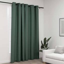 Berkfield Home Linen-Look Blackout Curtains with Grommets Green 290x245cm - Size: 290x245 cm - thumbnail 2