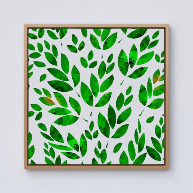 Warren Reed - Designer Watercolor Abstract Leaves Framed Canvas in Light Brown - Size: w40 inch x h40 inch - image 1