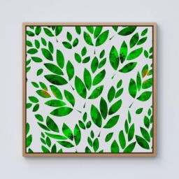 Warren Reed - Designer Watercolor Abstract Leaves Framed Canvas in Light Brown - Size: w40 inch x h40 inch - thumbnail 1