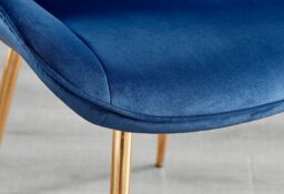 FurnitureboxUK Set of 2 Pesaro Luxury Soft Touch Diamond Pattern Velvet Dining Chairs With Gold Chrome Metal Legs in Navy - thumbnail 9