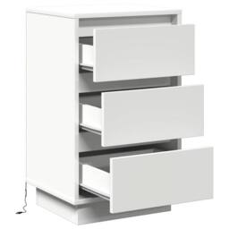 Berkfield Home Modern Bedside Cabinet with LED White 39x34.5x65 cm Engineered Wood - thumbnail 5
