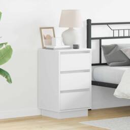 Berkfield Home Modern Bedside Cabinet with LED White 39x34.5x65 cm Engineered Wood - thumbnail 2