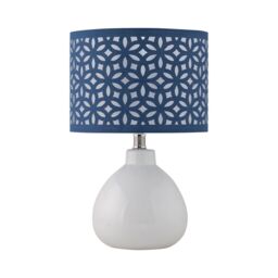 First Choice Lighting Set of 2 Tuscan - White Ceramic Lamps with Navy Blue Cut Out Shade - thumbnail 2