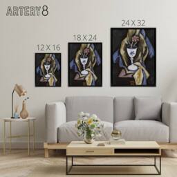 "Artery8 Still Life No 15 Flower in Goblet Hartley Black Framed Canvas Wall Art in Grey - Size: W12"" x H16""" - thumbnail 4