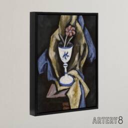 "Artery8 Still Life No 15 Flower in Goblet Hartley Black Framed Canvas Wall Art in Grey - Size: W12"" x H16""" - thumbnail 2