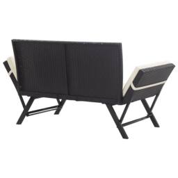 Berkfield Home Garden Bench with Cushions Black 176 cm Poly Rattan - thumbnail 4