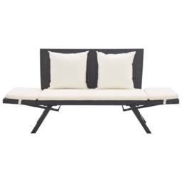 Berkfield Home Garden Bench with Cushions Black 176 cm Poly Rattan - thumbnail 6