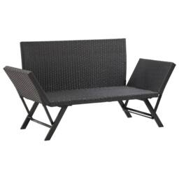 Berkfield Home Garden Bench with Cushions Black 176 cm Poly Rattan - thumbnail 7