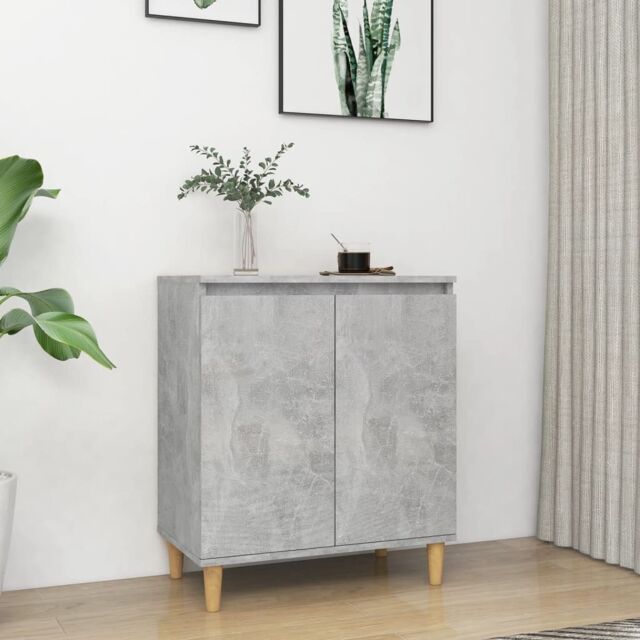 Berkfield Home Sideboard&Solid Wood Legs Concrete Grey 60x35x70 cm Engineered Wood - Size: 60 x 35 x 70 cm - image 1